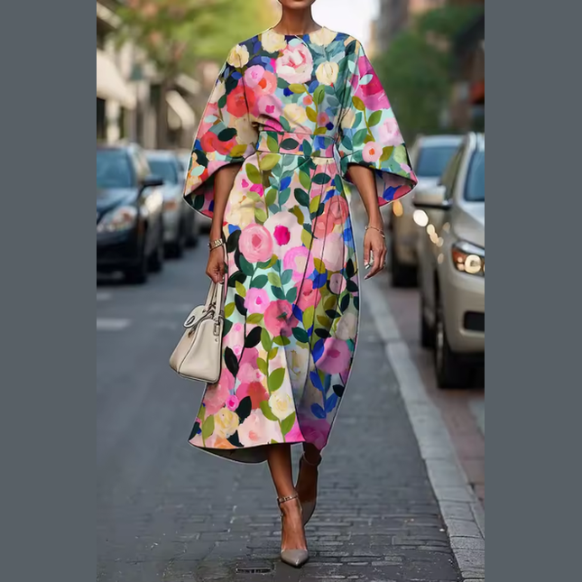 Celeste – Abito Lungo Elegante e Floreale