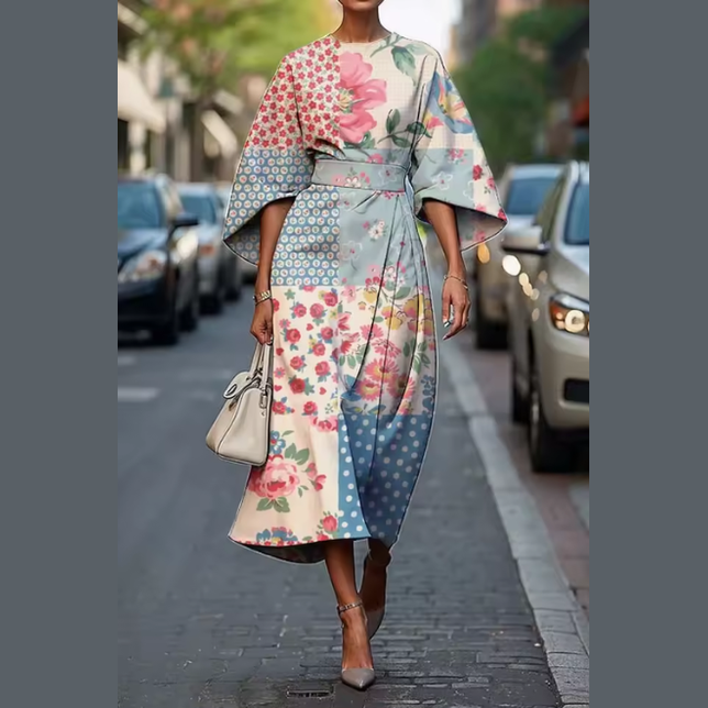 Celeste – Abito Lungo Elegante e Floreale