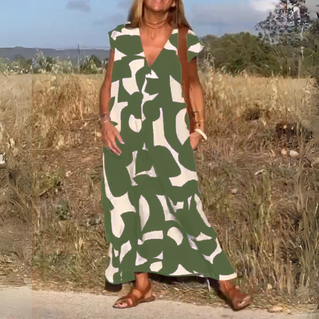 Elena – Abito Lungo Elegante e Floreale