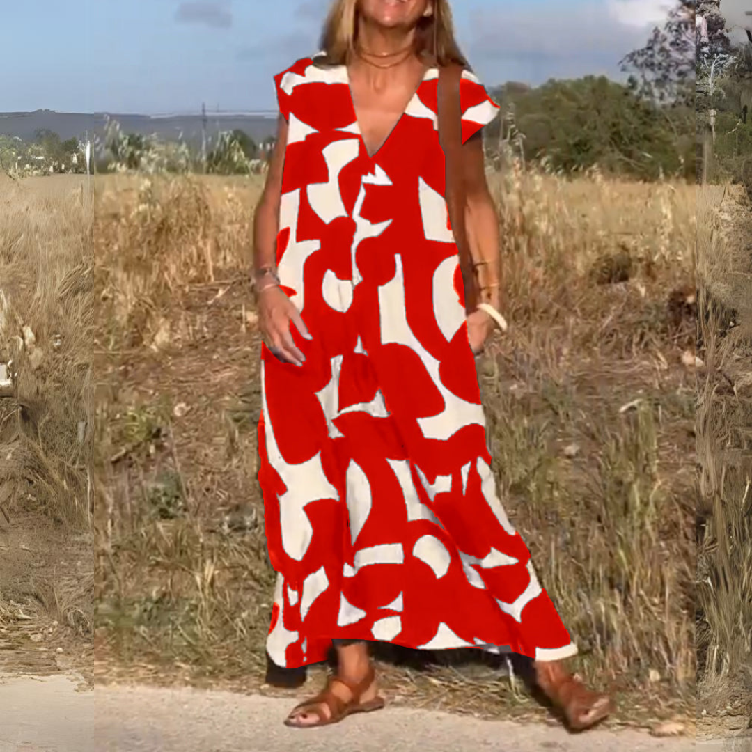 Elena – Abito Lungo Elegante e Floreale