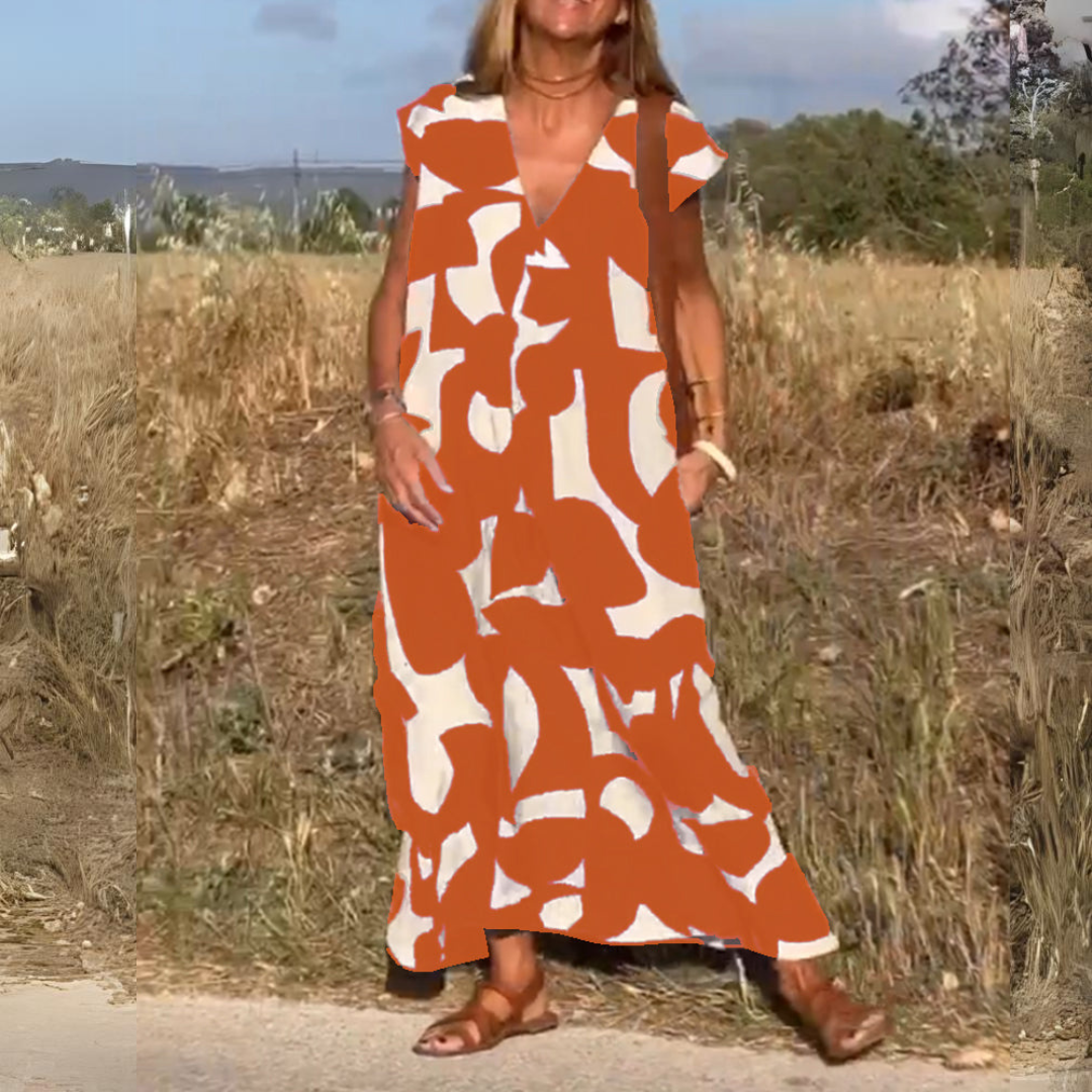 Elena – Abito Lungo Elegante e Floreale