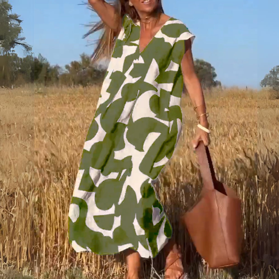 Elena – Abito Lungo Elegante e Floreale