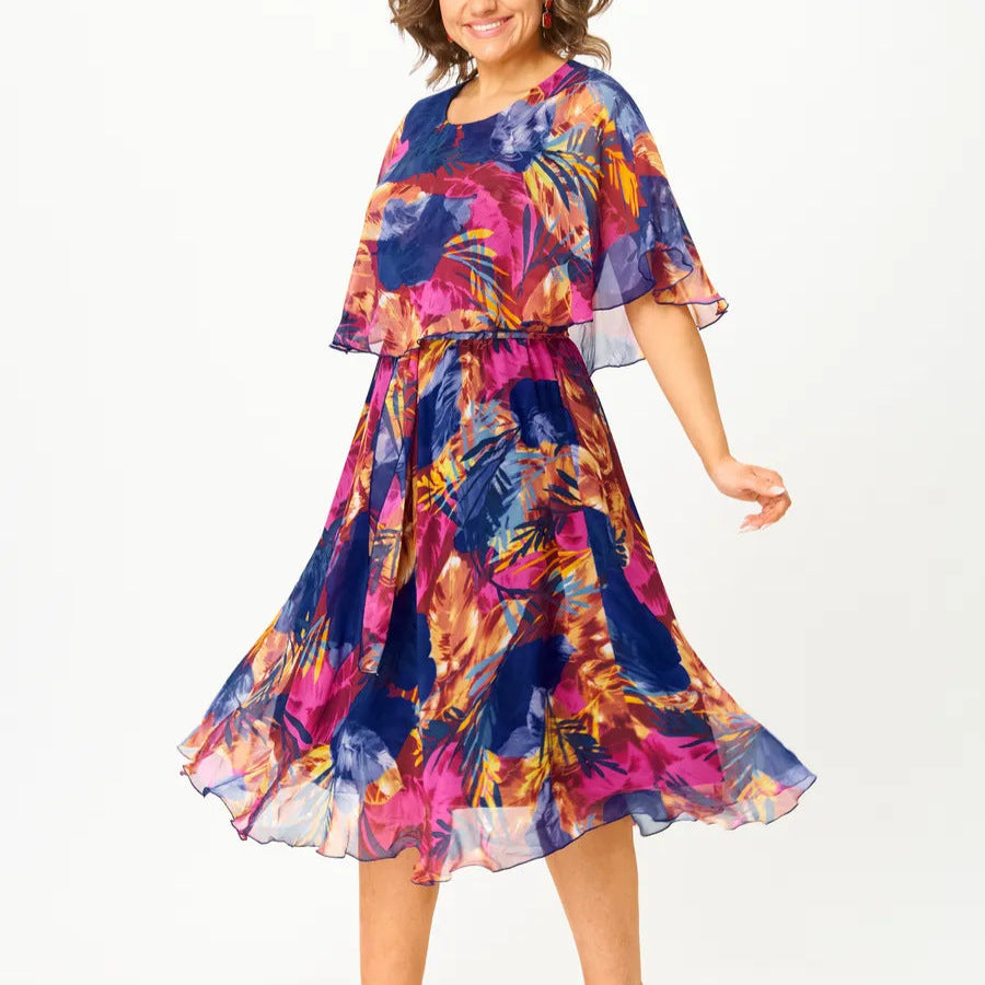 Barbara – Abito in Chiffon Elegante e Floreale