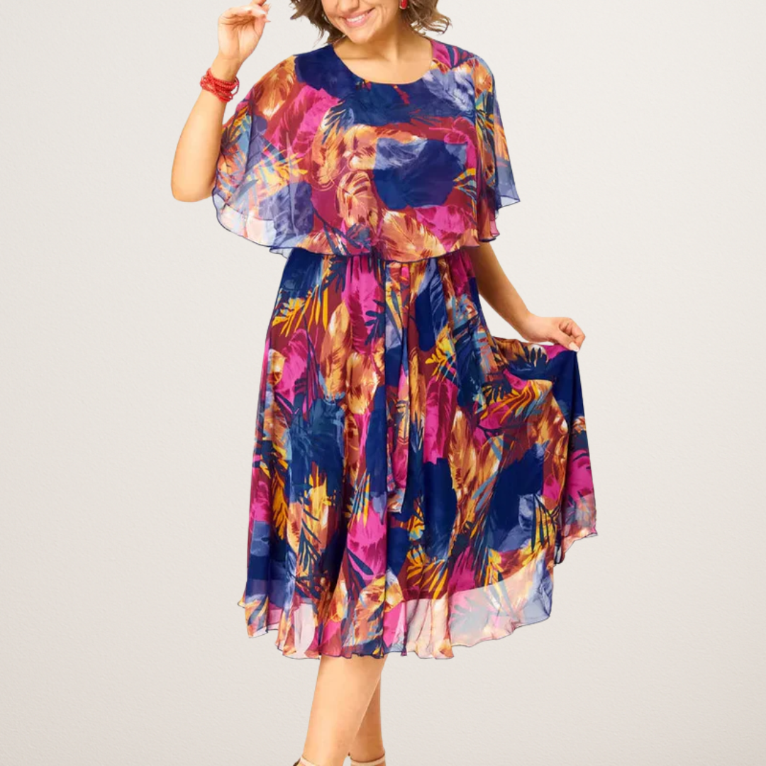 Barbara – Abito in Chiffon Elegante e Floreale