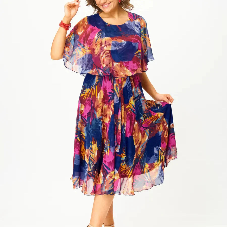 Barbara – Abito in Chiffon Elegante e Floreale