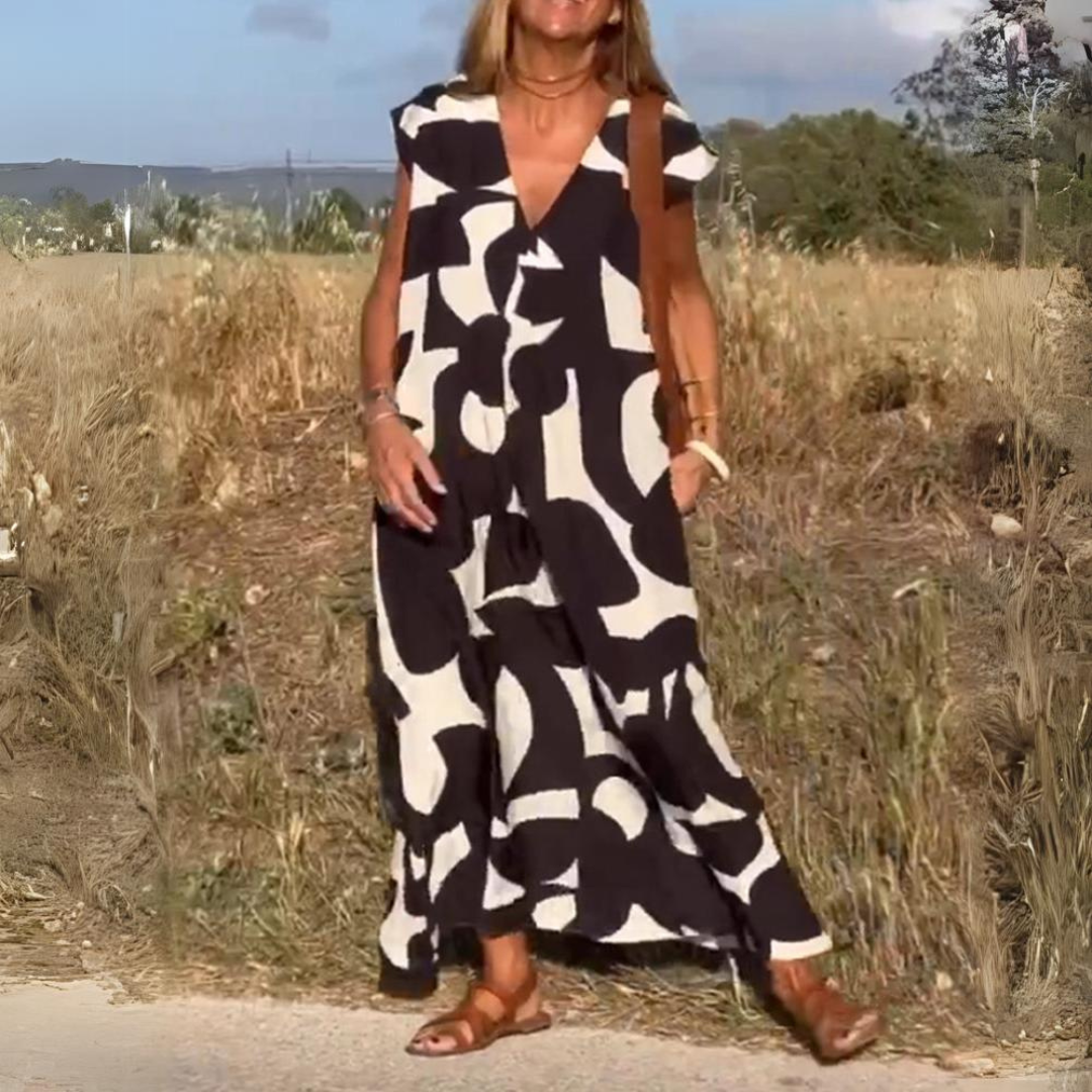 Elena – Abito Lungo Elegante e Floreale